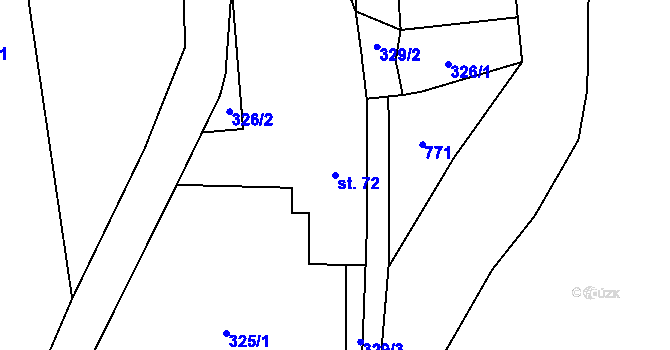 Parcela st. 72 v KÚ Lužany nad Trotinou, Katastrální mapa