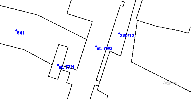 Parcela st. 79/3 v KÚ Lužany nad Trotinou, Katastrální mapa