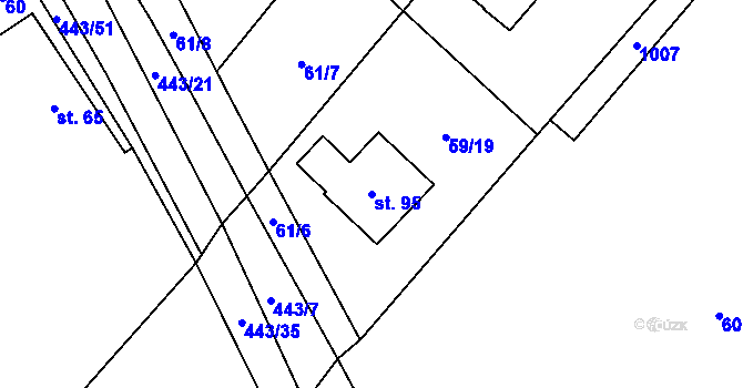Parcela st. 95 v KÚ Lužany nad Trotinou, Katastrální mapa