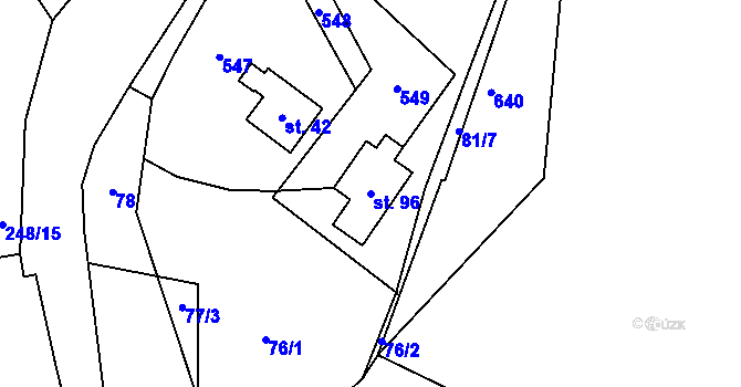 Parcela st. 96 v KÚ Lužany nad Trotinou, Katastrální mapa