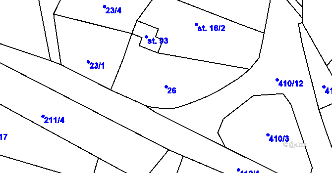Parcela st. 26 v KÚ Lužany nad Trotinou, Katastrální mapa