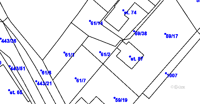 Parcela st. 61/2 v KÚ Lužany nad Trotinou, Katastrální mapa