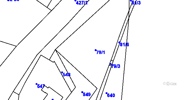 Parcela st. 79/1 v KÚ Lužany nad Trotinou, Katastrální mapa