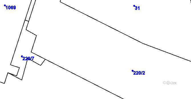 Parcela st. 211/3 v KÚ Lužany nad Trotinou, Katastrální mapa