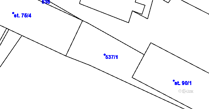 Parcela st. 537/1 v KÚ Lužany nad Trotinou, Katastrální mapa