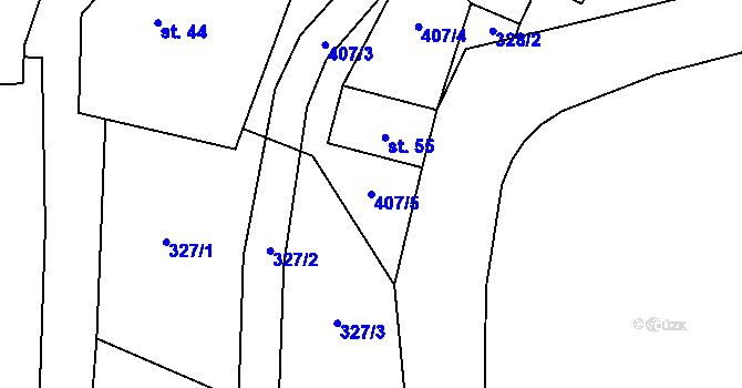 Parcela st. 407/5 v KÚ Lužany nad Trotinou, Katastrální mapa