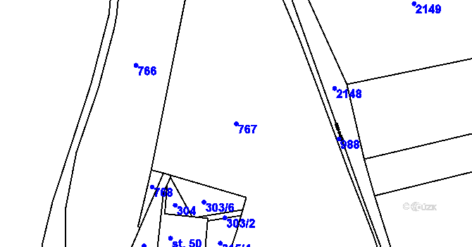 Parcela st. 767 v KÚ Lužany nad Trotinou, Katastrální mapa