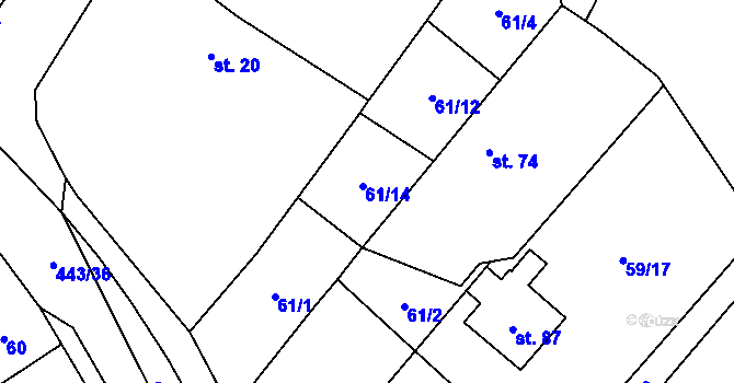 Parcela st. 61/14 v KÚ Lužany nad Trotinou, Katastrální mapa