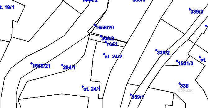 Parcela st. 24/2 v KÚ Lužany u Jičína, Katastrální mapa