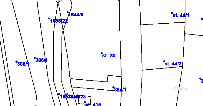 Parcela st. 28 v KÚ Lužany u Jičína, Katastrální mapa