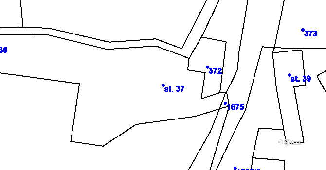 Parcela st. 37 v KÚ Lužany u Jičína, Katastrální mapa
