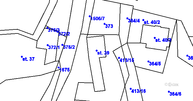 Parcela st. 39 v KÚ Lužany u Jičína, Katastrální mapa