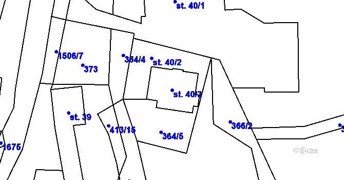 Parcela st. 40/3 v KÚ Lužany u Jičína, Katastrální mapa