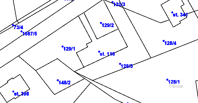 Parcela st. 116 v KÚ Lužany u Jičína, Katastrální mapa