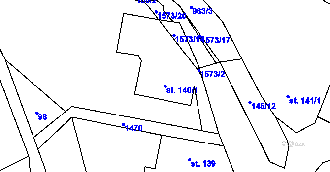 Parcela st. 140/1 v KÚ Lužany u Jičína, Katastrální mapa