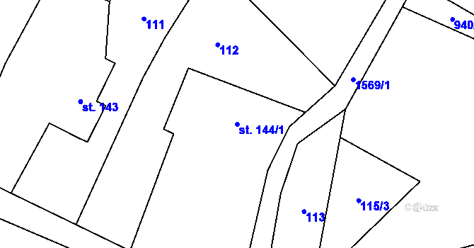 Parcela st. 144/1 v KÚ Lužany u Jičína, Katastrální mapa