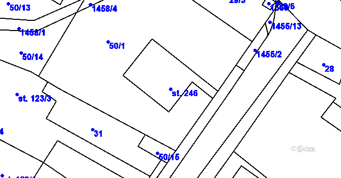 Parcela st. 246 v KÚ Lužany u Jičína, Katastrální mapa