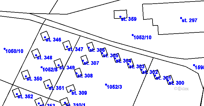Parcela st. 305 v KÚ Lužany u Jičína, Katastrální mapa