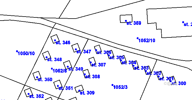 Parcela st. 306 v KÚ Lužany u Jičína, Katastrální mapa
