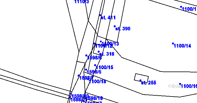 Parcela st. 318 v KÚ Lužany u Jičína, Katastrální mapa
