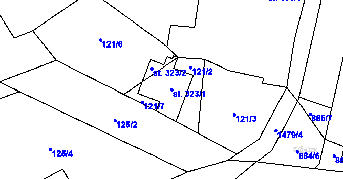 Parcela st. 323/1 v KÚ Lužany u Jičína, Katastrální mapa