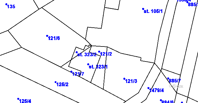 Parcela st. 121/2 v KÚ Lužany u Jičína, Katastrální mapa