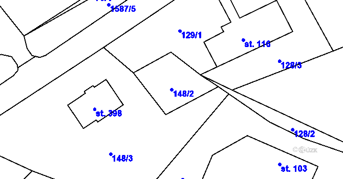 Parcela st. 148/2 v KÚ Lužany u Jičína, Katastrální mapa
