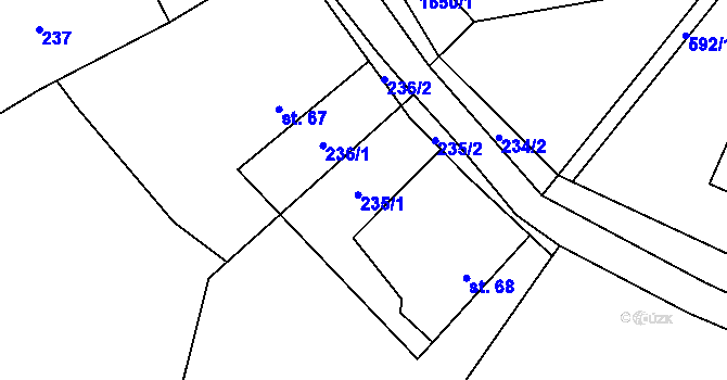 Parcela st. 235 v KÚ Lužany u Jičína, Katastrální mapa