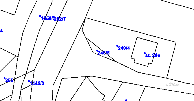 Parcela st. 248/5 v KÚ Lužany u Jičína, Katastrální mapa