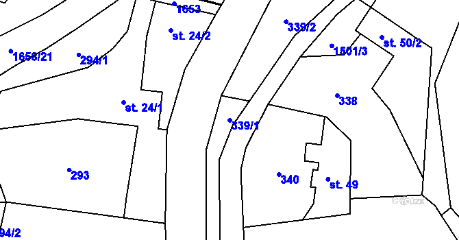 Parcela st. 339/1 v KÚ Lužany u Jičína, Katastrální mapa
