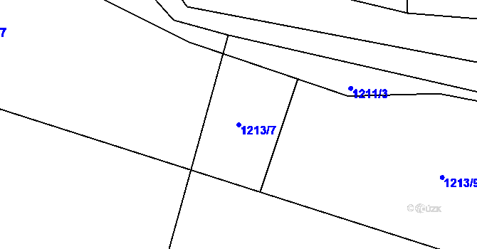 Parcela st. 1213/7 v KÚ Lužany u Jičína, Katastrální mapa