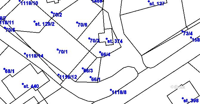 Parcela st. 66/4 v KÚ Lužany u Jičína, Katastrální mapa