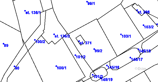 Parcela st. 371 v KÚ Lužany u Jičína, Katastrální mapa