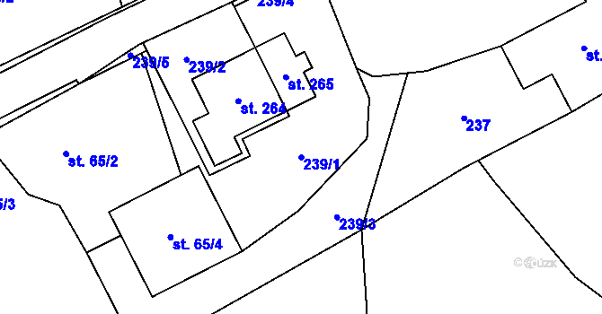 Parcela st. 239/1 v KÚ Lužany u Jičína, Katastrální mapa