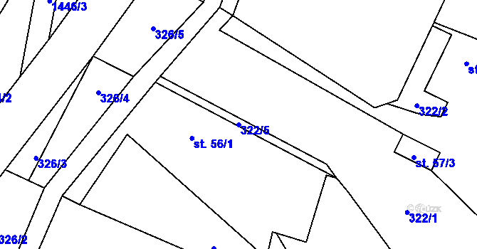 Parcela st. 322/5 v KÚ Lužany u Jičína, Katastrální mapa