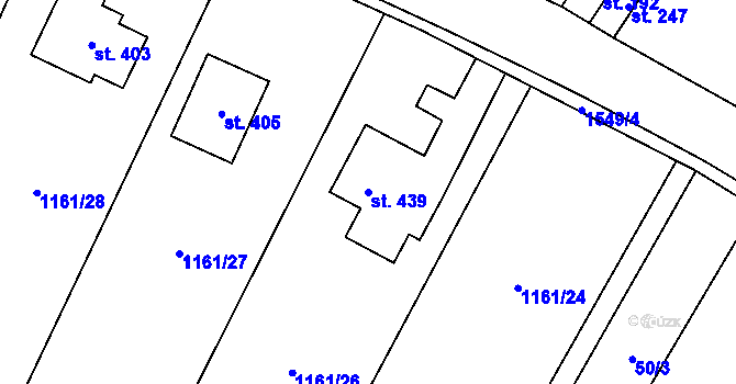 Parcela st. 439 v KÚ Lužany u Jičína, Katastrální mapa