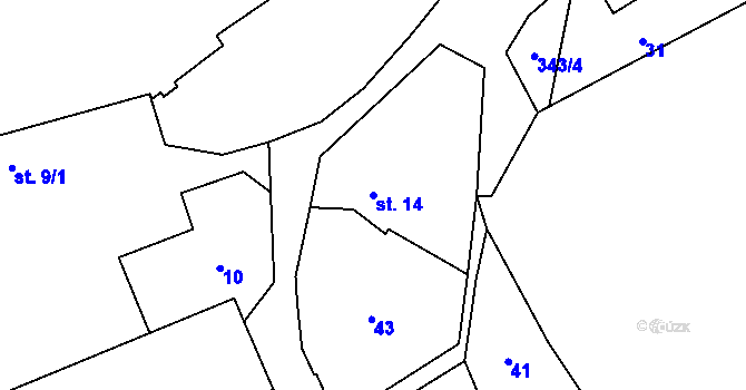 Parcela st. 14 v KÚ Lužce, Katastrální mapa