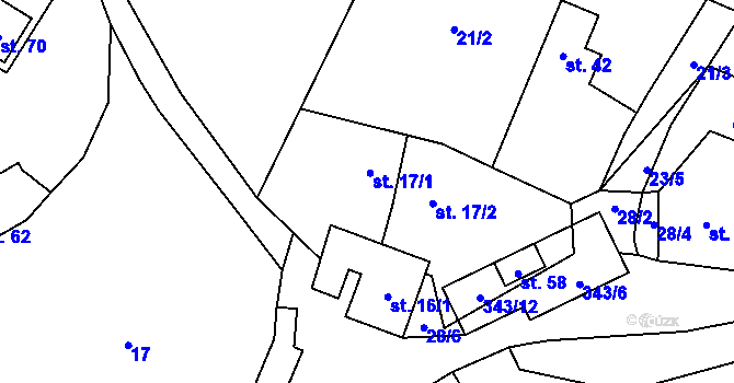 Parcela st. 17/1 v KÚ Lužce, Katastrální mapa