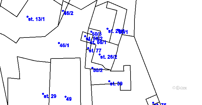 Parcela st. 26/2 v KÚ Lužce, Katastrální mapa