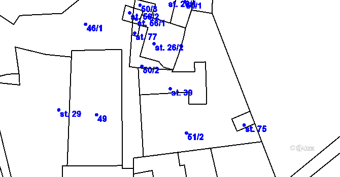 Parcela st. 39 v KÚ Lužce, Katastrální mapa