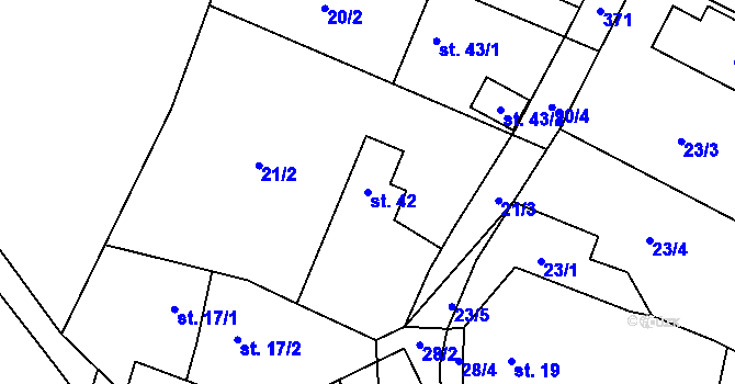 Parcela st. 42 v KÚ Lužce, Katastrální mapa