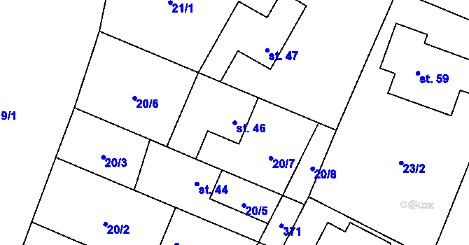 Parcela st. 46 v KÚ Lužce, Katastrální mapa