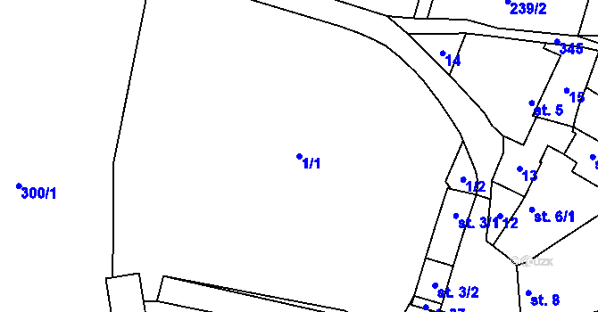 Parcela st. 1/1 v KÚ Lužce, Katastrální mapa