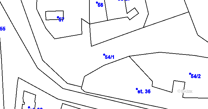 Parcela st. 54/1 v KÚ Lužce, Katastrální mapa