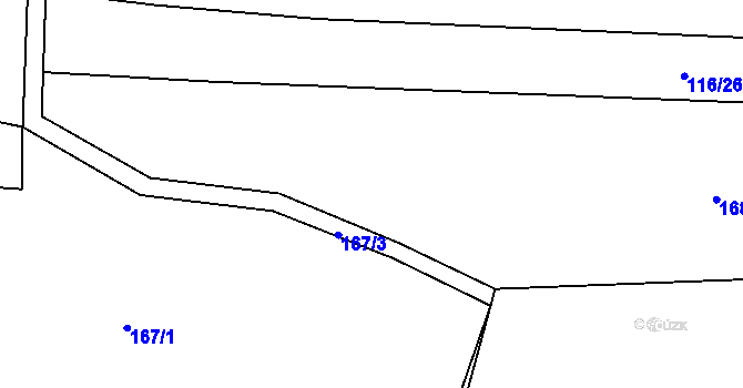 Parcela st. 167/2 v KÚ Lužce, Katastrální mapa
