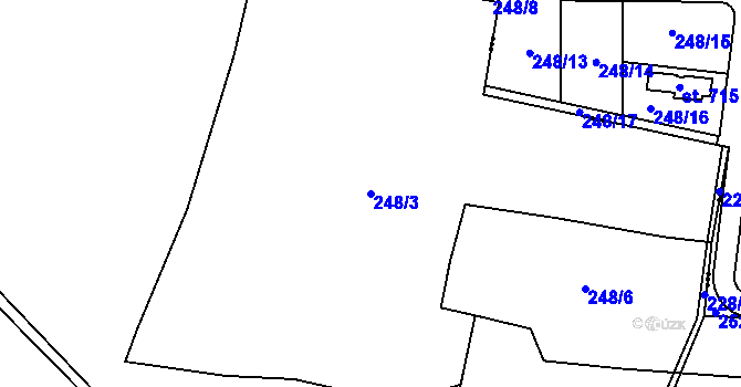 Parcela st. 248/3 v KÚ Lužce, Katastrální mapa