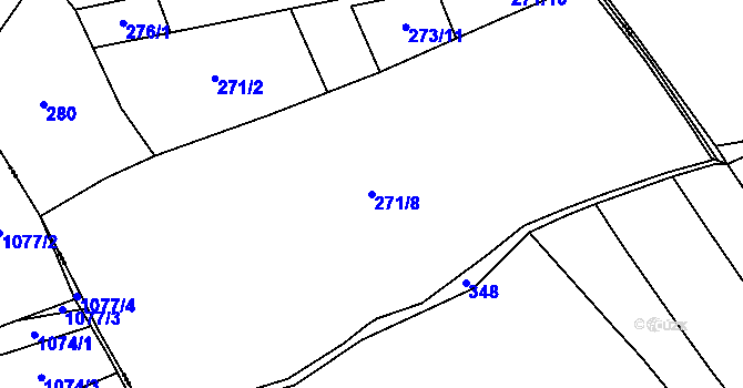 Parcela st. 271/8 v KÚ Lužce, Katastrální mapa