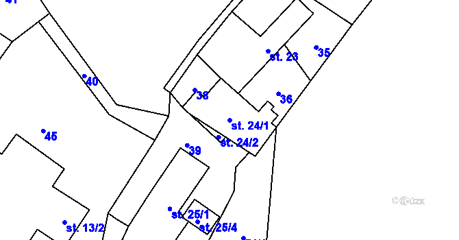 Parcela st. 24/1 v KÚ Lužce, Katastrální mapa