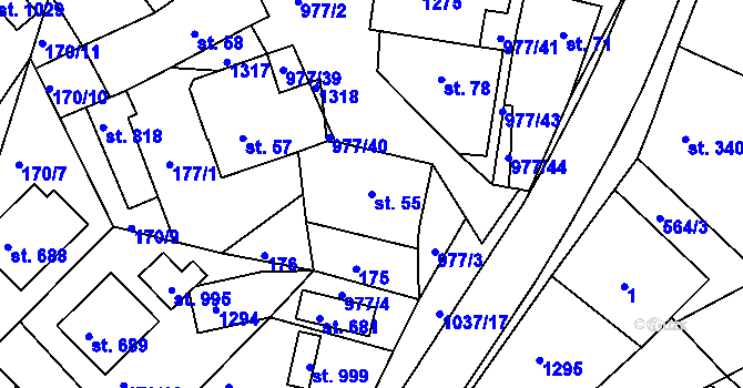 Parcela st. 55 v KÚ Luže, Katastrální mapa