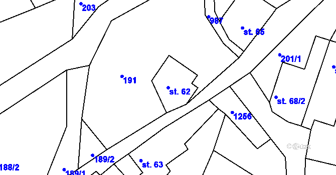 Parcela st. 62 v KÚ Luže, Katastrální mapa